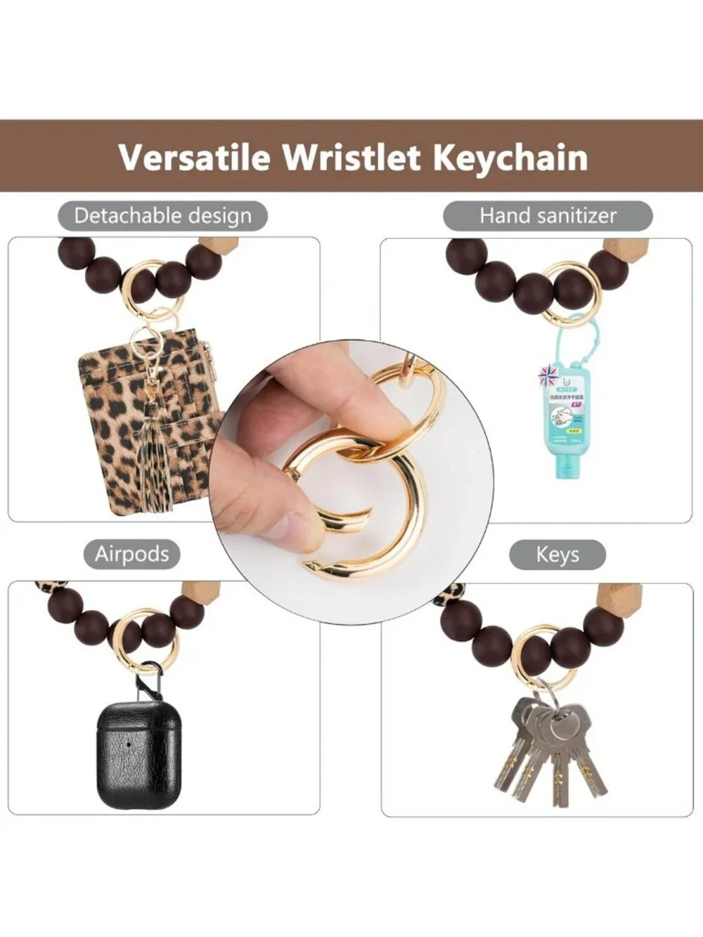 Chic RFID Wristlet Wallet for Women with Beaded Strap - Stylish Keychain